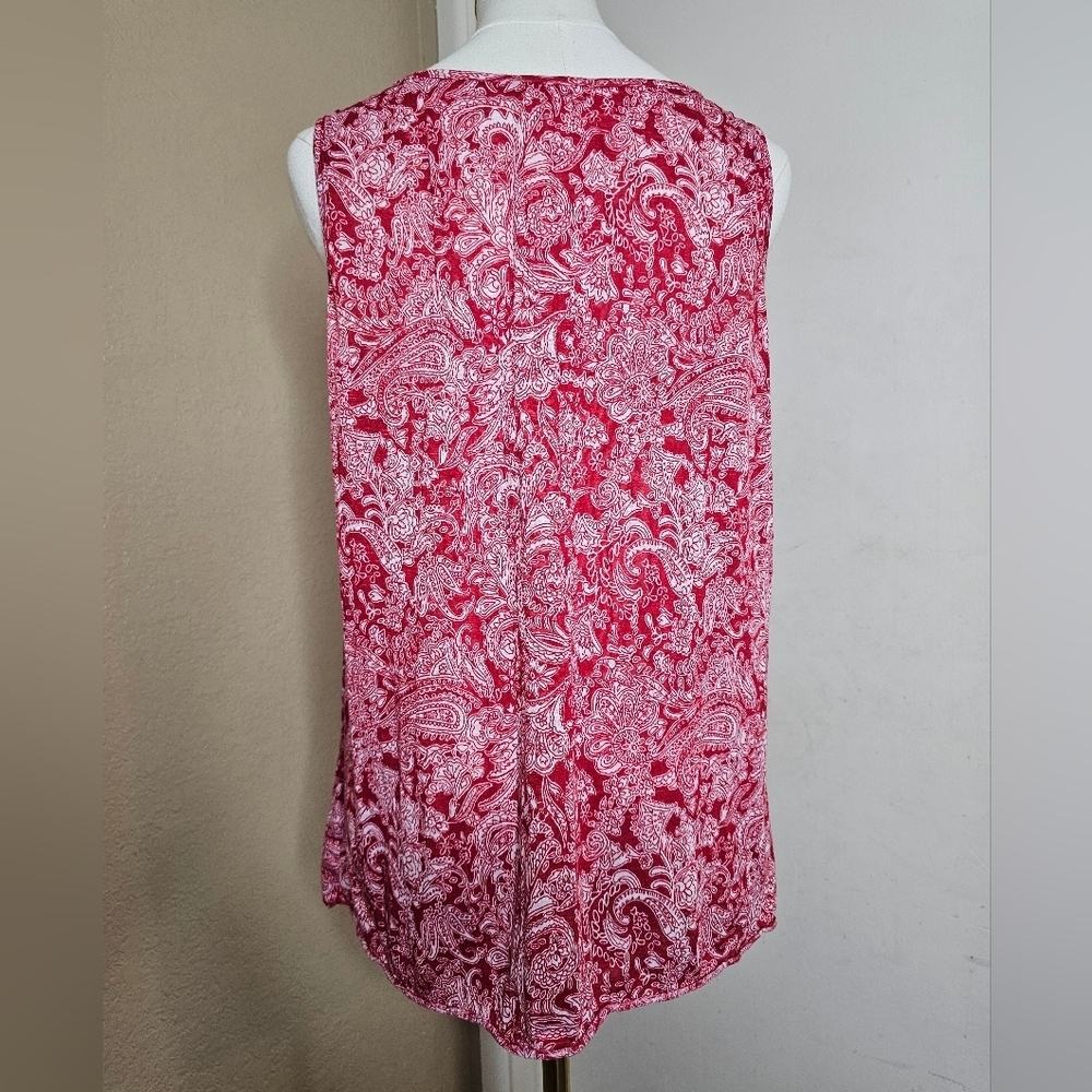 Faded Glory Tank Boho Top Blouse Plus Sz L 12W-14W Sleeveless Peasant Banded Hem - Picture 2 of 5